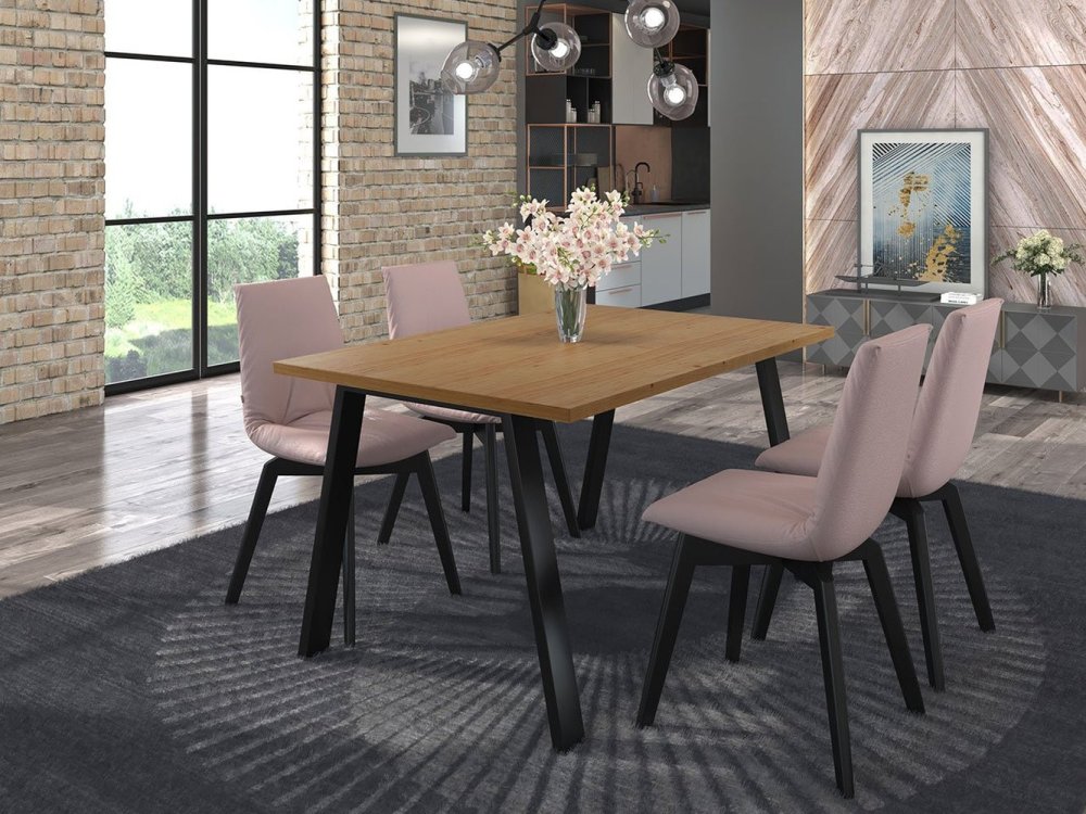 Veneti Industriálny jedálenský stôl KLEAN 3 - dub artisan / čierny mat